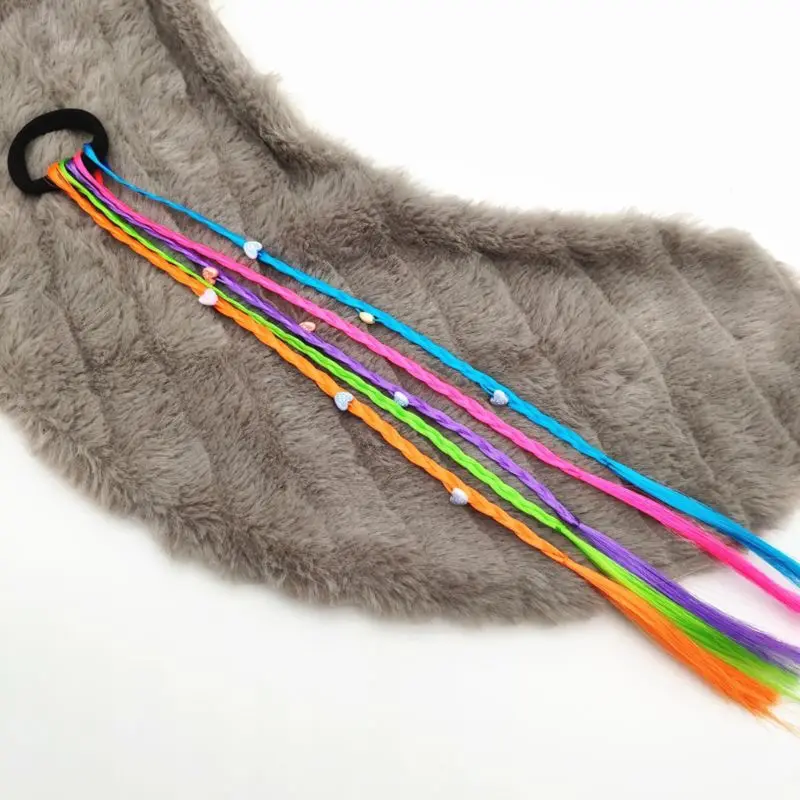 Girls Wig Hair Accessories Elastic Hairband Colorful Hair Lace Twist Braid String Children Headband Headwear 2