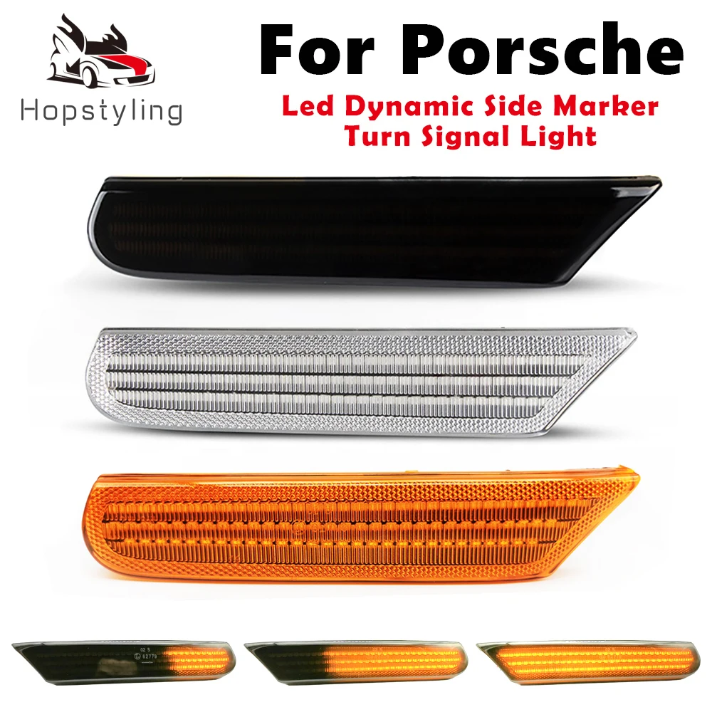 2Pcs LED Dynamic Side Marker Lights Turn Signal Blinker Lamps For Porsche 911 Carrera Turbo 4 S 4S Targa GT2 GT3 996 Boxster 986