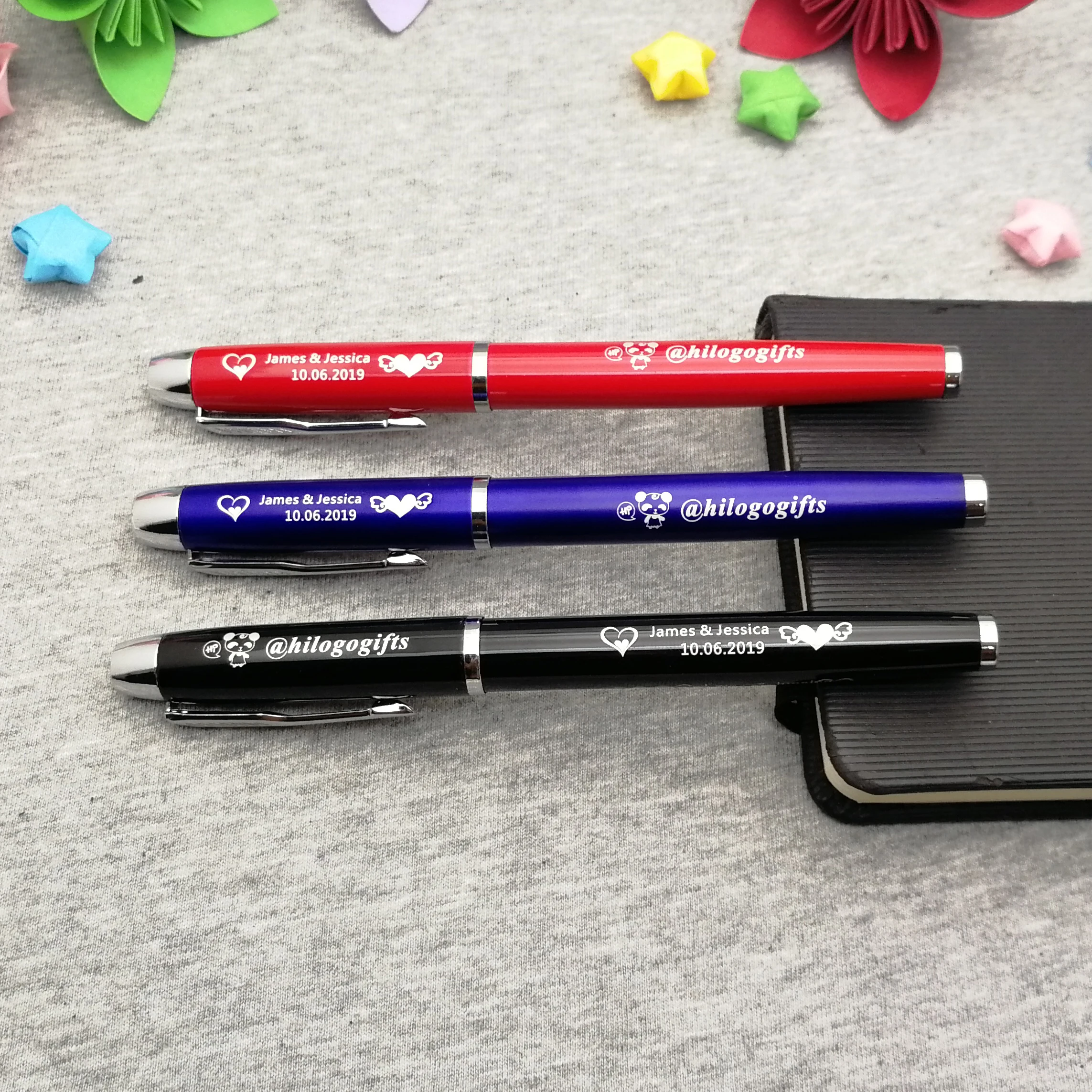 

Gift idea For mr mrs wedding personalized wedding pens custom free with any logo text 5 colors to choose