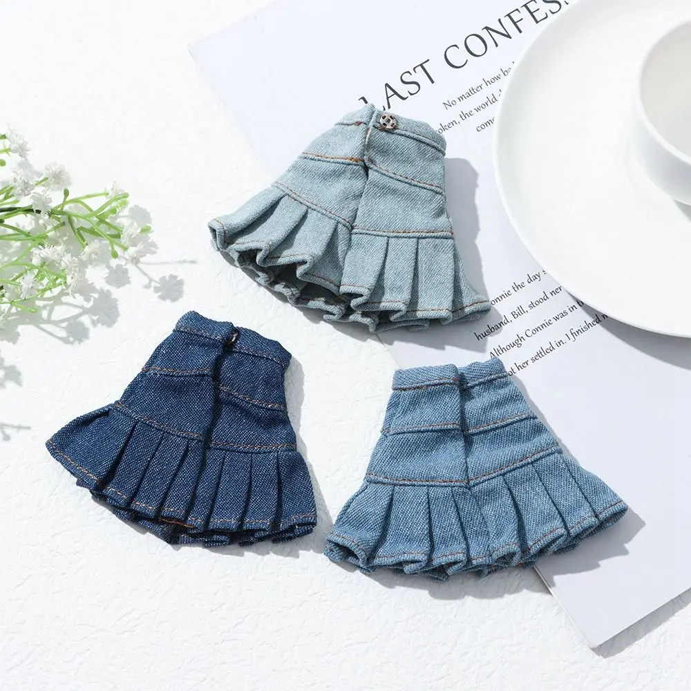 Puppe Kleidung Denim Rock Für 1/3 1/4 1/6 Puppe Kleid Up Zubehör Ärmelloses Top Casual Hosen Denim Grid Kleid Puppe strümpfe – Detail 7