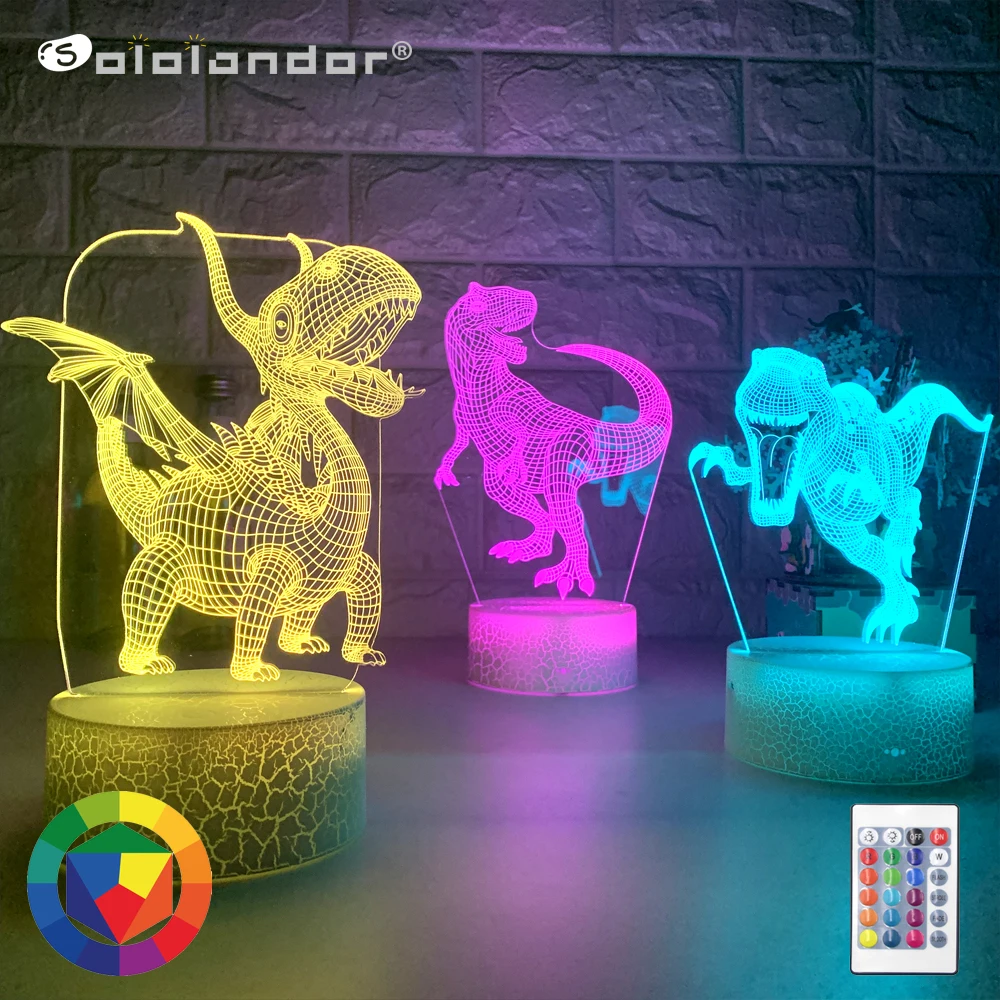 

New 3D LED Night Light Lamps Fire Dragon 7 Color Remote /Touch Control Table Lamp For Children Birthday Xmas Gifts Bedroom Decor