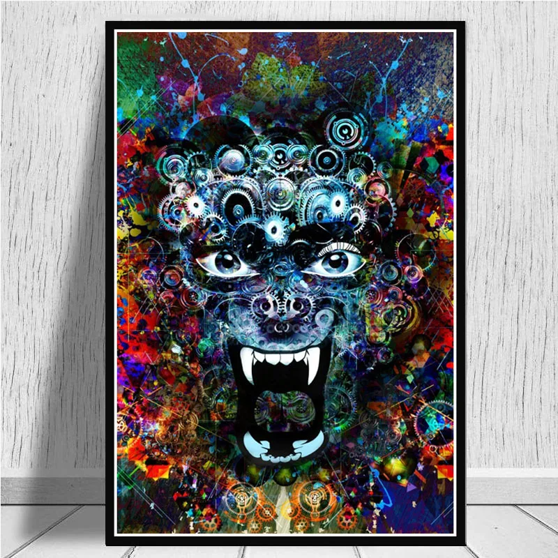 Абстрактная кислота Lsd акриловая живопись Psychedelic Blacklight плакат с грибами печатает картинка на холсте на стену Картина гостиная домашний декор - Цвет: Цвет: желтый