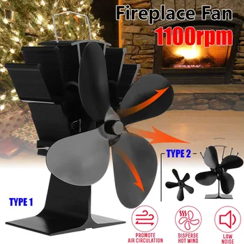 

4 Blades Heat Powered Stove Fan Burner Eco Fan Quiet Home Fireplace Fan Efficient Heat Distribution Fireplace Accessories