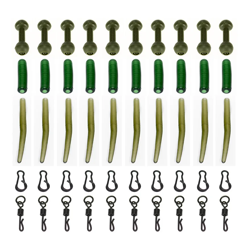 

50PCS Carp Fishing Tackle Kit With Tapered Tail Chod Bead Helicopter Rigs Beads Sleeves Swivels Lead Clips Carp Fish Accessories