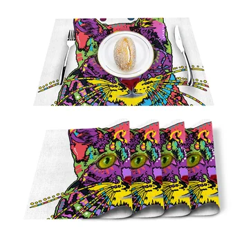 

Graffiti Painting Cat Placemat for Dining Table Non-slip and Heat-insulating Table Mat Table Decoration Placemat