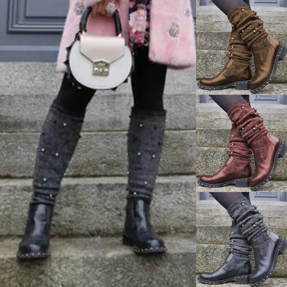 

PUIMENTIUA Women Boots Classic Sock Boots Sexy Female Autumn Winter Lady Flat Heels Comfortable Shoes Women Botas Mujer