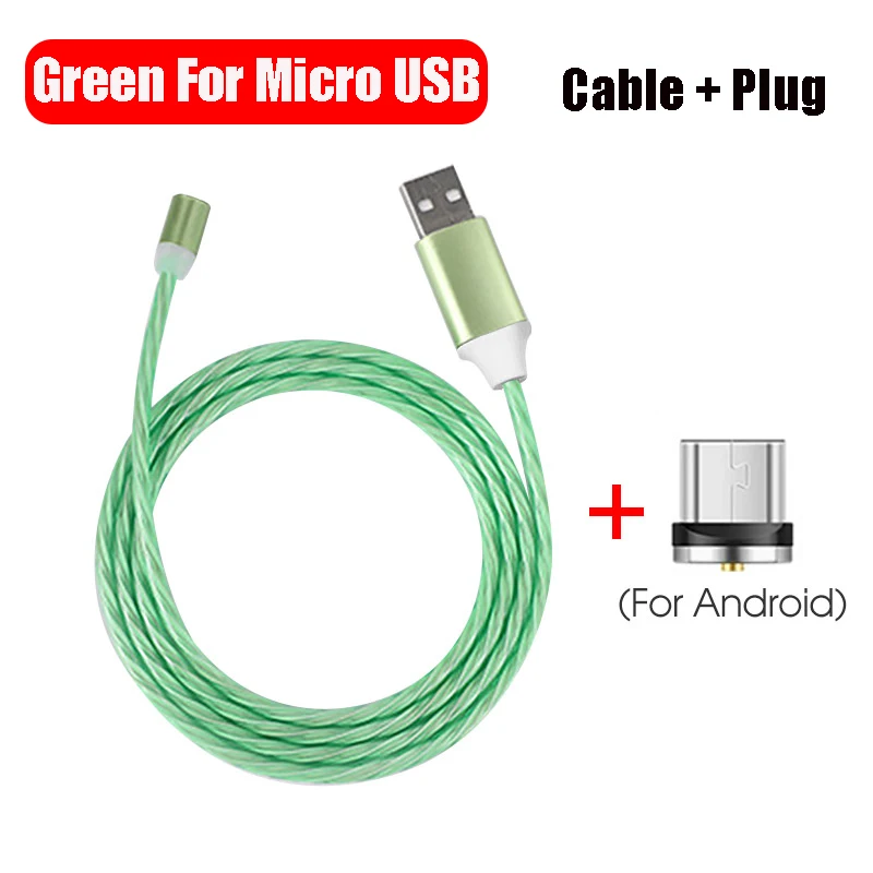 1 м Магнитный кабель Micro usb type C зарядное устройство Быстрая Зарядка адаптер для iPhone 11Pro Max зарядный магнит для Android смартфон шнур - Цвет: Green For Micro USB