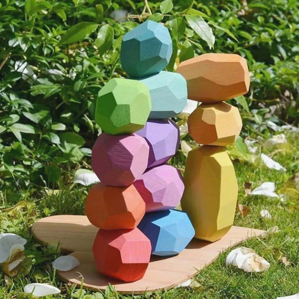 Детский деревянный цветной камень jinga строительный блок развивающая игрушка