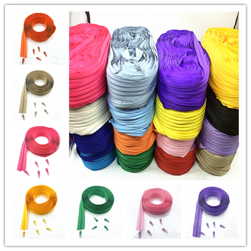 

20 meter long zipper with 30 auto locking sliders (3#) nylon zipper for zipper clothing handbags