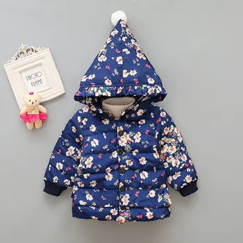 

Baby Clothes Autumn Winter Girls Down Jacket Warm Hoodie Floral Print Jacket Outerwear Hooded Coat Snowsuit