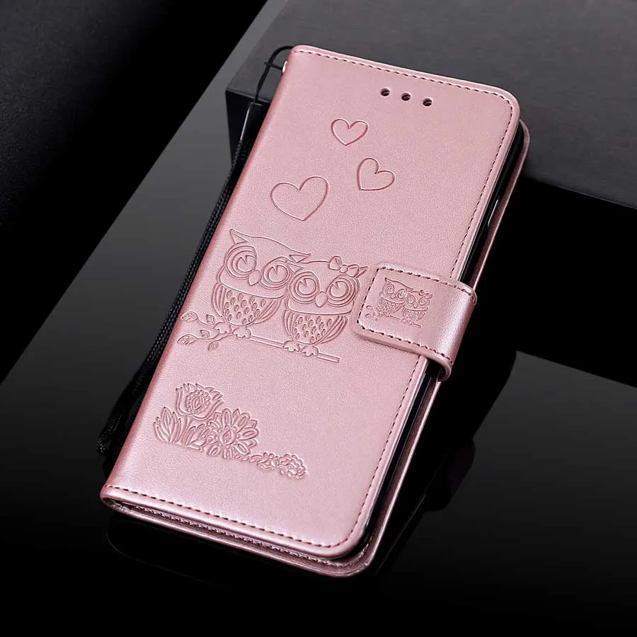 Dễ Thương Dập Nổi Tình Yêu Con Cú Bao Da Ví Da Cho Huawei Y6 Y7 2019 P10 P20 P30 Lite Danh Dự 20 Pro 9 10 Lite 8A 8X Flip Cover Găng Tay cute phone cases huawei Cases For Huawei