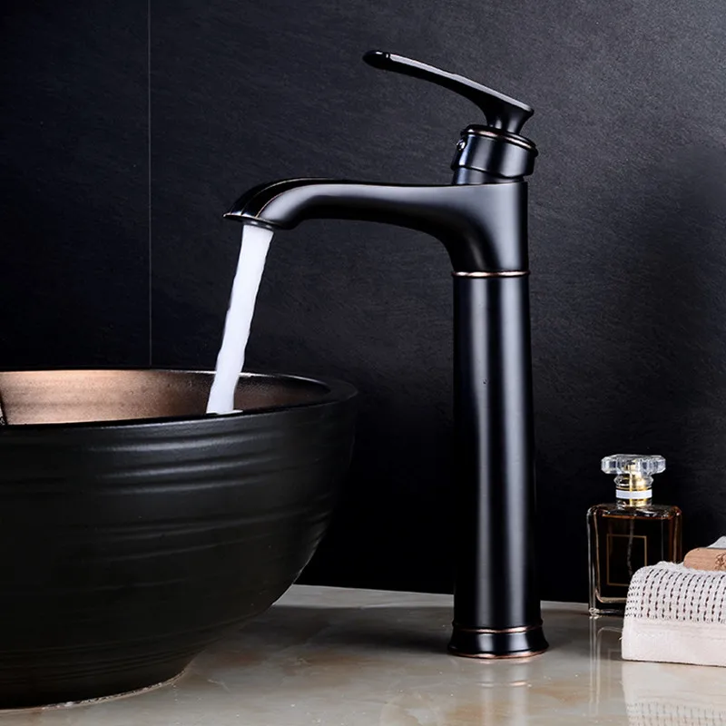 

Bathroom Basin Mixer ORB Finished Brass Sink Faucet Single Handle Hole Deck Vintage Wash Hot and Cold Mixer Tap Crane