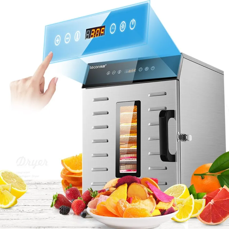 Food Dehydration Dryer Dried Fruit Machine Household and Commercial Smart Touch 8-layer Capacity Visual Door Lighted