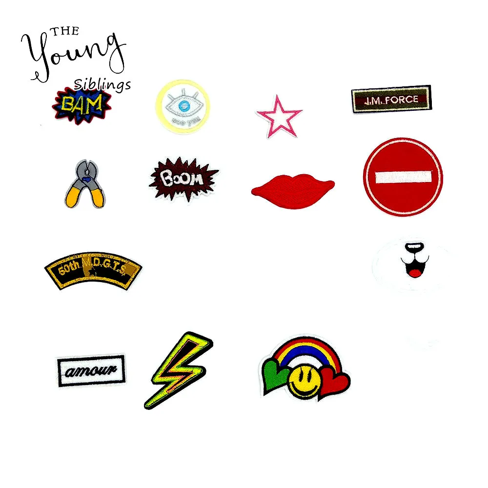 

Mix Fashion Cute Cartoon Pattern Iron on Patches Applique Embroidery Badges DIY Sewing Fabric Stripes patch Clothing Accessory