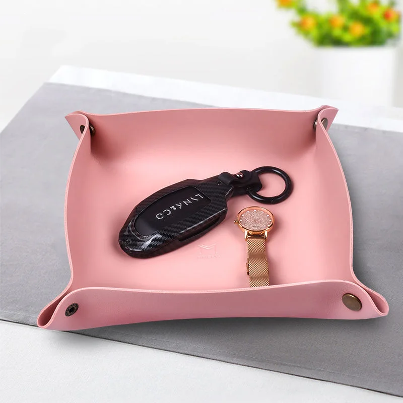 JINSERTA Dice PU Leather Folding Tray Collapsible Dice Rolling Tray Phone Wallet Key Coins Trinket Trays Sundries Storage Box