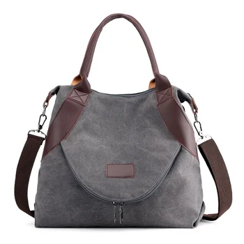 

2019 Brand Large Pocket Casual Tote Women's Handbag Shoulder Handbags Canvas Leather Capacity Bags For Women