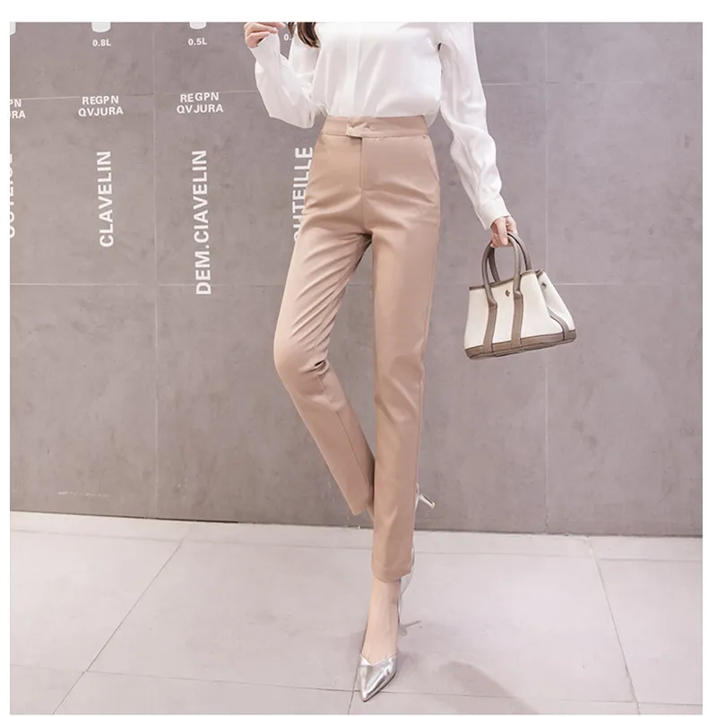 

JUJULAND Women Pants Casual Sashes Pencil Pant High Waist Elegant Work Trousers Female Casual pantalon femme 5469