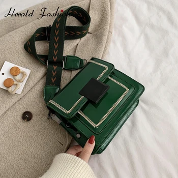 

2020 New Women's Bag Wide Shoulder Strap Shoulder Bag Fashion Retro Messenger Bag Casual Women Bag Shiny Ladies Crossbody Bag