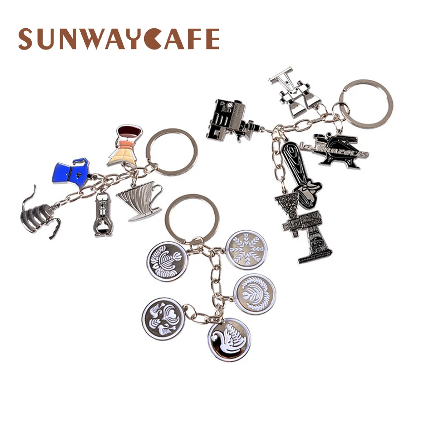 

Coffeeware Espresso Accessories Gift Coffee Machine Handle Moka Pitcher Keyring Portable Creative Barista Coffee Tamper Keychain