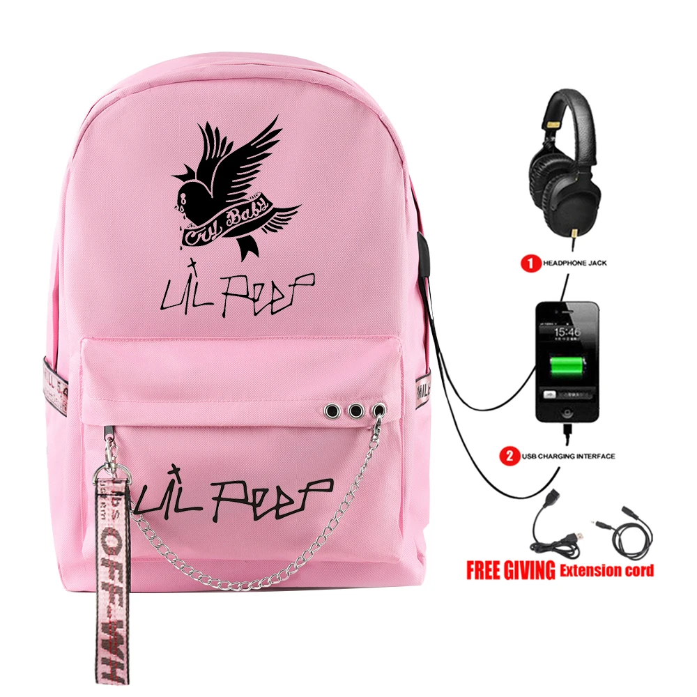 Large Backpack Lil peep pink aDhD Gustav painting Short Tempered design
