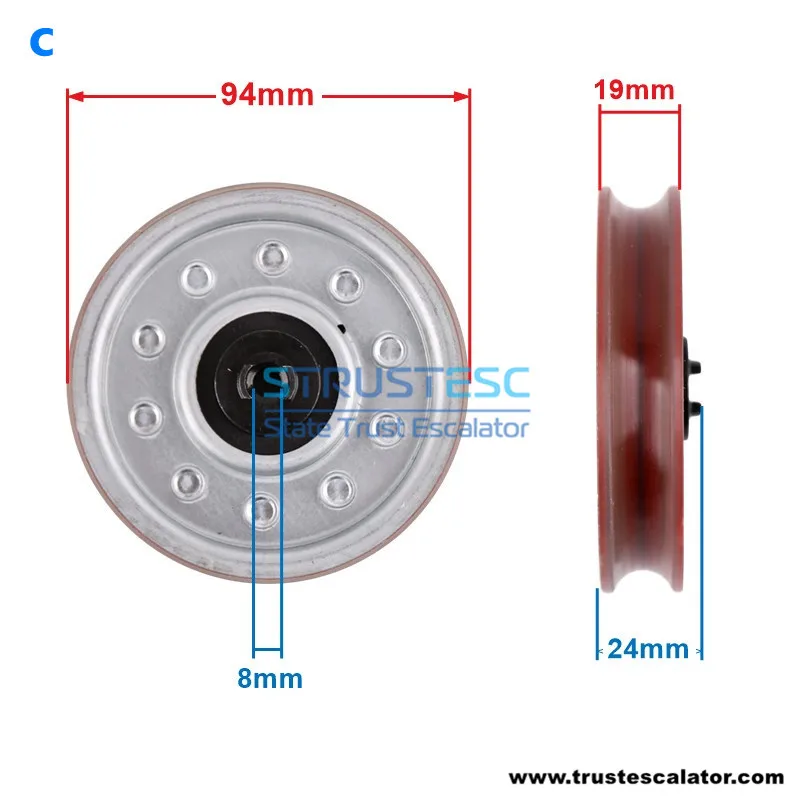 KM601106G01 KM601106G02 94*19*6203 94x19x6203 Elevator Door Hanger Roller W/WO Axle Use for Kone