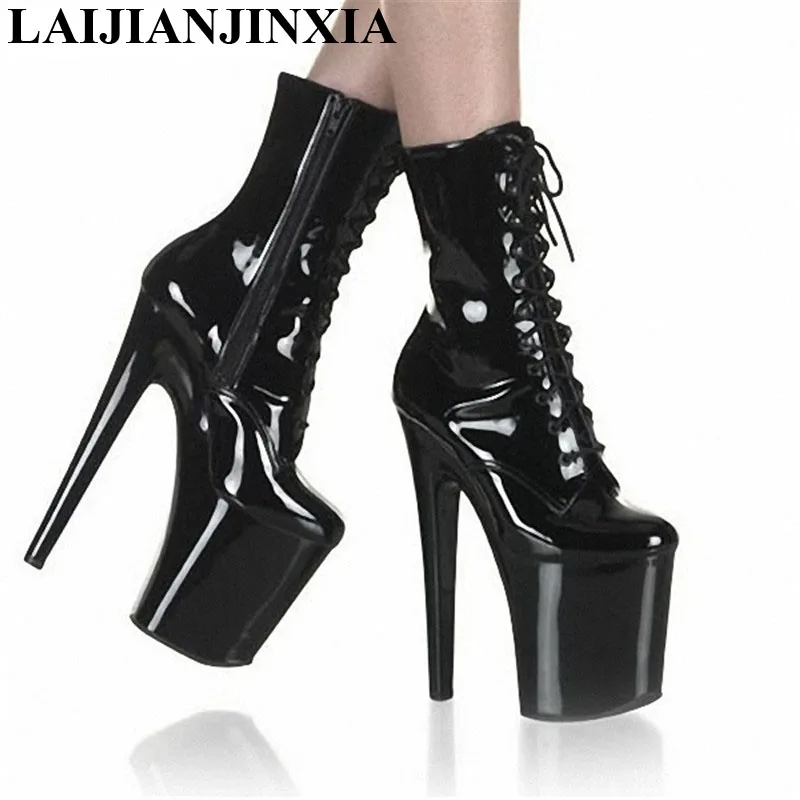 LAIJIANJINXIA Botines de plataforma con tacón alto para mujer, botas  femeninas de tacón alto de 8 pulgadas, de 20cm, color negro, para Otoño e  Invierno|Botas hasta el tobillo| - AliExpress