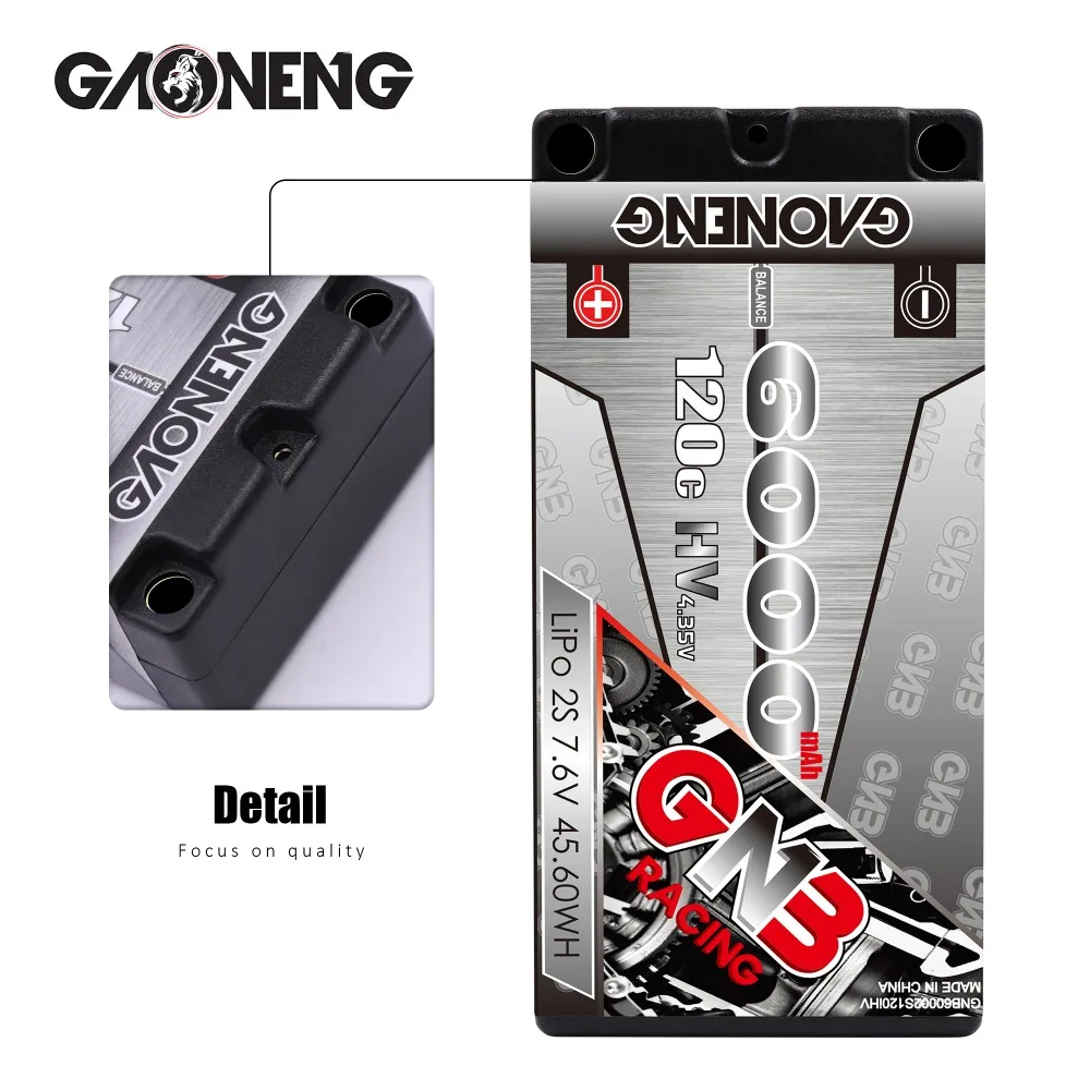 2 шт. Gaoneng GNB 6000mAh 2S 7,6 V HV 120C/240C жесткий чехол коротышка LiPo батарея для RC HSP 1/8 1/10 багги RC автомобиль грузовик осевой Scx10