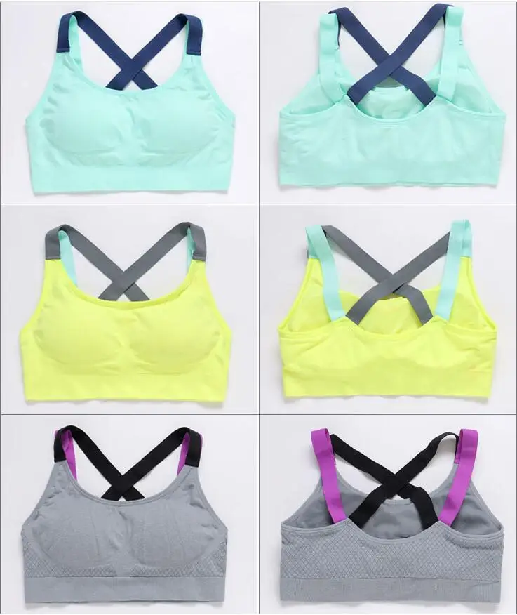 Sports Bra Full Cup Breathable Top Shockproof Cross Back Push Up Workout Bra For women Gym Running Jogging Yoga Fitness Bra