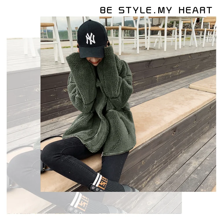Winter Short Jacket Women's New Style Fashion Korean-style Loose-Fit ke li rong Lambs Wool Thick Fur Sheep Shearing