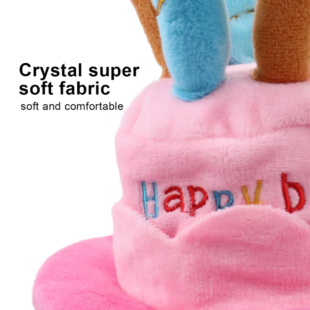 Pet Birthday Hat For Cats And Dogs Puppy Cake Cap With Candles Super Cashmere Fabric Pink (6)