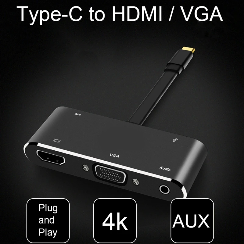  New 4k*2k USB3.1 Type-C to HDMI VGA with audio USB interface HD conversion line