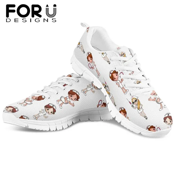 CDYXX0118AQ FORUDESIGNS/кроссовки для медсестры с героями мультфильмов; модная повседневная обувь из дышащего сетчатого материала на шнуровке; женская мягкая удобная прогулочная обувь на плоской подошве; - Цвет: CDYXX0118AQ