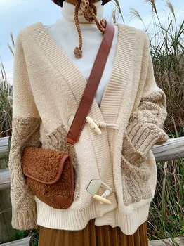 

2020 Autumn Horn Button Computer Knitted Long Cardigans High Street Wool Women Long Sweater Women Winter Clothes