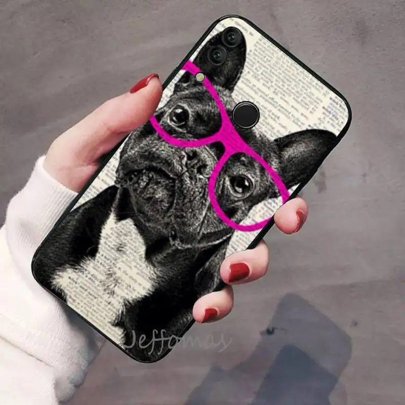 Cute Funny French Bulldog Phone Cover For Huawei Honor view 7a5.45inch 7c5.7inch 8x 8a 8c 9 9x 10 20 10i 20i lite pro pu case for huawei