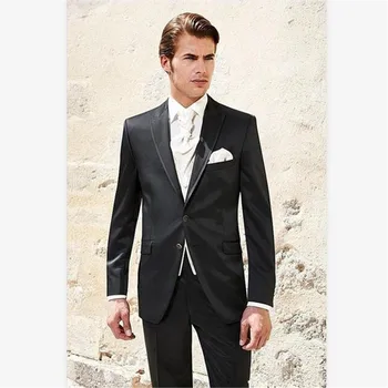 

New Classic Men’s Suit Smolking Noivo Terno Slim Fit Easculino Evening Suits For Men Groom Tuxedos Black Groomsmen peaked Lapel