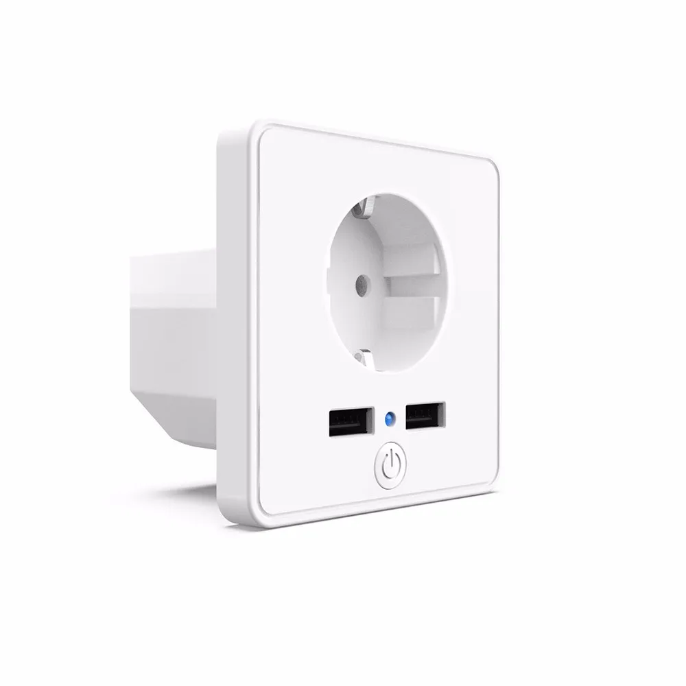 ZUCZUG Universal Socket Smart WiFi Wall Outlet EU Plug Dual USB Ports Power Pop Socket With Alexa Google Home Voice Socket
