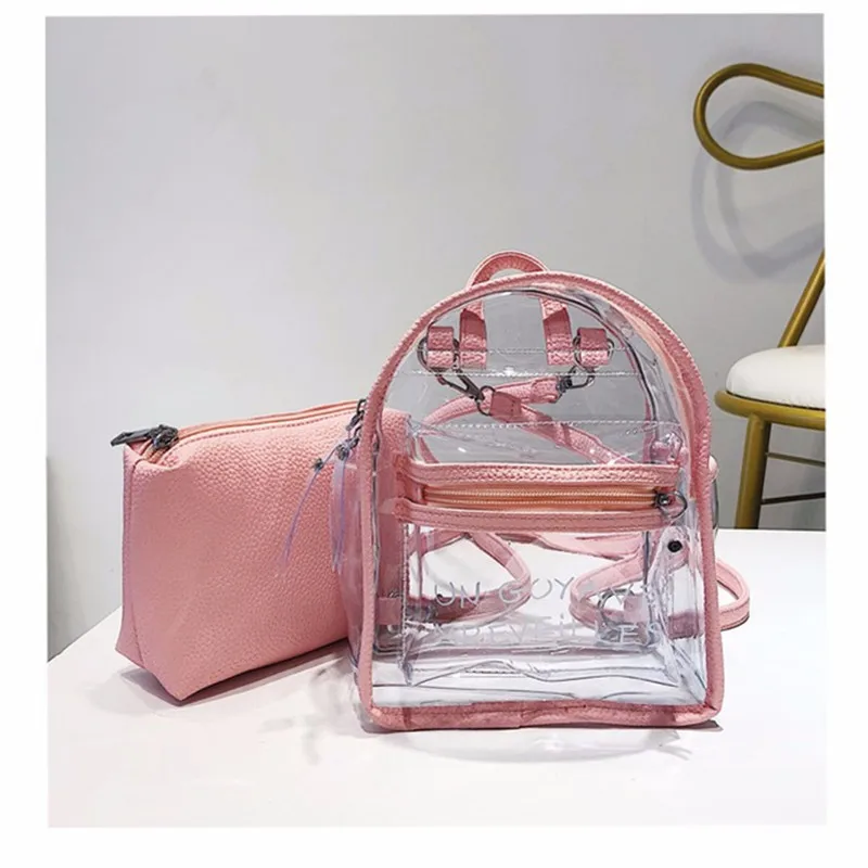 Women Transparent Jelly Small Backpacks Girls Mini Clear Backpack Fashion Letter Back Pack Teenage Girls Fashion Bookbag