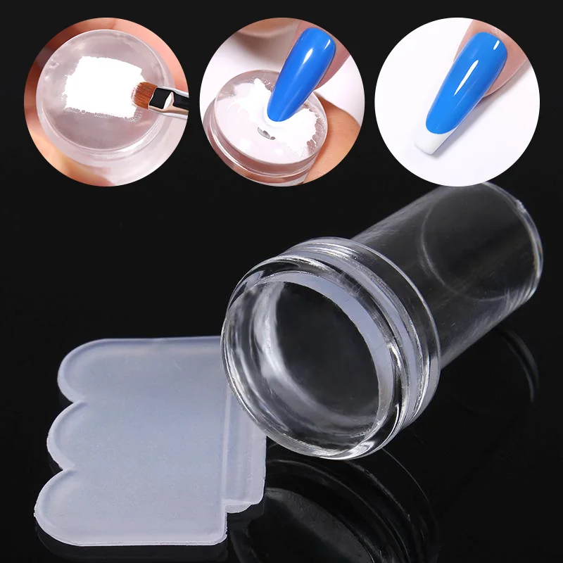 Nail Salon 2.4cm Pure Clear Jelly Nail Art Stamper Scraper Set Print