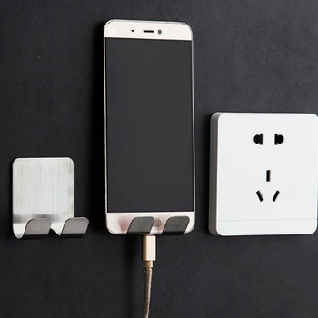 

Cool Stainless Steel Power Plug Holder Self Adhesive Cellphone Toothbrush Washroom Wall Cup Hook Organizers High Rating Holder