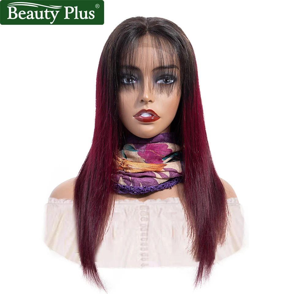99J Lace Closure Wig 4x4 Honey Blonde #27 #30 Remy Brazilian Straight Hair Pre Plucked Burgundy Ombre Human Hair Wigs For Women (4)