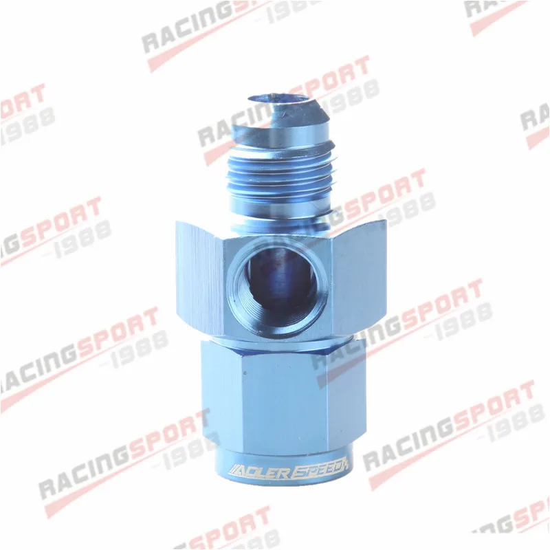 

-6AN Male To -6AN Female With 1/8 NPT Side Gauge Port Adapter Fuel Blue/Black