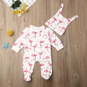 

For Newborn Baby Girl Flower Foot Cover Jumpsuit Romper Hat Autumn Winter Clothes 3-12Month