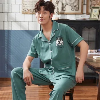 

Mens pajamas men sleepwear Cotton Pajama set Spring Summer pijama hombre Mens Sleepwear Striped Pyjamas Plus Size pijama hombre