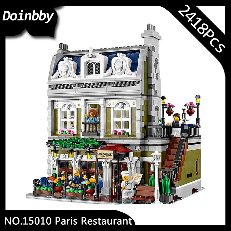 

15010 City Street Creator Series Creative Parisian Restaurant Apartment Building Blocks 2418Pcs Compatible With 10243 In stock