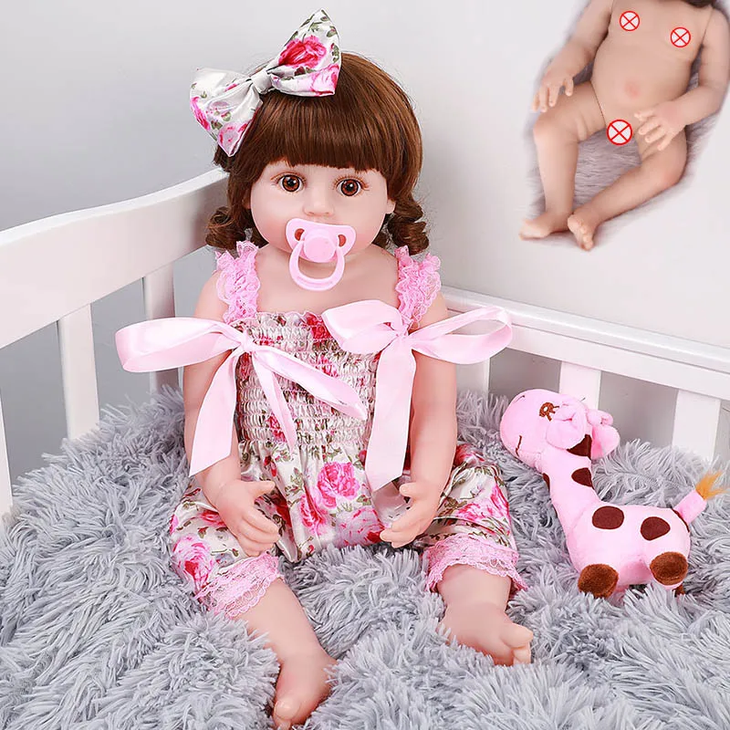 56cm Full Body Silicone Reborn Baby Doll Toy For Girl 22 Inch