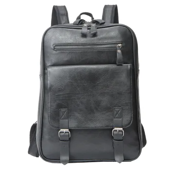 

2020 New Quality PU Men's Soft Leather Backpack Men's School Bag Korean Backpack Large Capacity Men's Computer Bag Solid