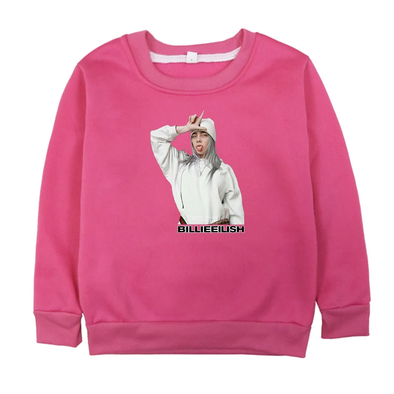 Billie Eilish/свитер с принтом для маленьких девочек осенне-зимняя одежда для девочек, костюм с капюшоном для мальчиков флисовые топы для детей возрастом от 2 до 14 лет