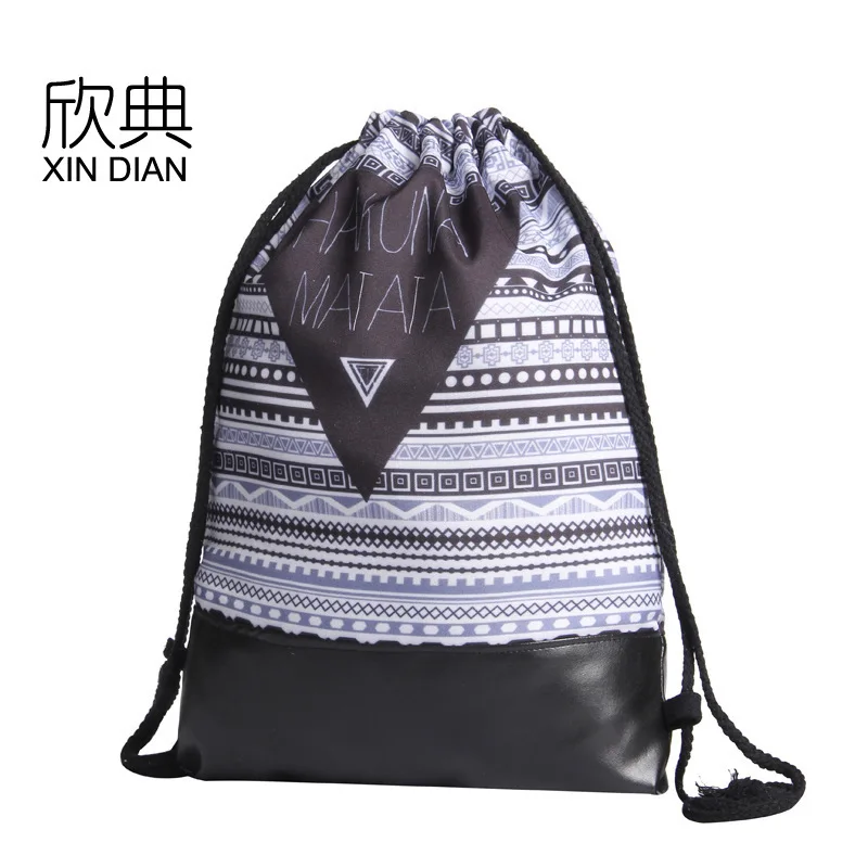 

Amazon Sale 2019 New Pu Leather Bottom Bundle Pocket Printed Hakunamatata Shoulder Backpack Rope Bag