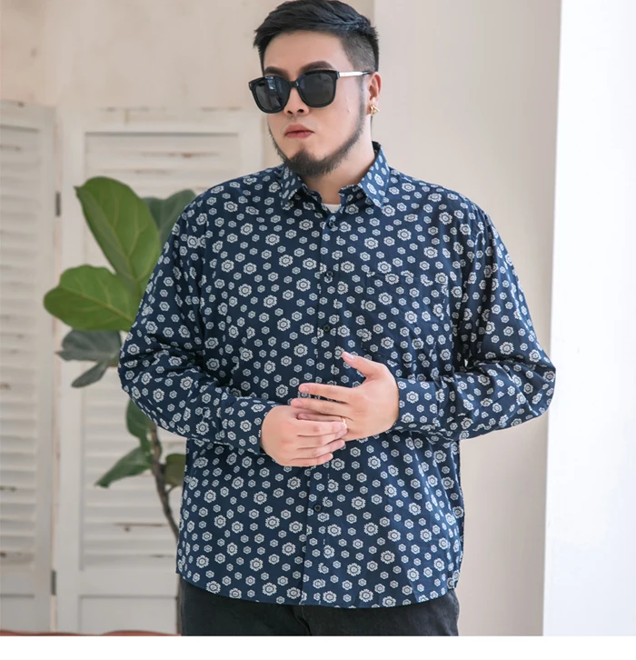 Осенняя Новая мужская рубашка с длинными рукавами и принтом стильная Высококачественная хлопковая Гавайская Свободная рубашка большого размера 8XL 9XL 10XL