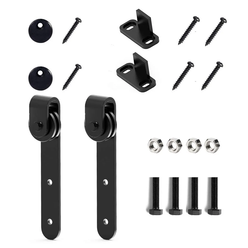 Cabinet Sliding Door Barn Track Hardware Wood Barn Door Rail Carbon Steel System Slide Roller End Caps Floor Guide Kit